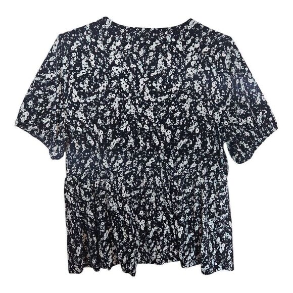 Lane Bryant Black Surplice Neck Elastic Waist Short Sleeve Floral Blouse 22/24 - Picture 8 of 8